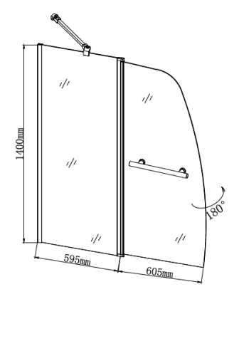 Душевая шторка на ванну Grossman GR-100/2 120х140 стекло прозрачное профиль хром глянцевый ориентация универсальная - фото 3